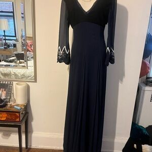 Elegant Black and Navy Evening Gown